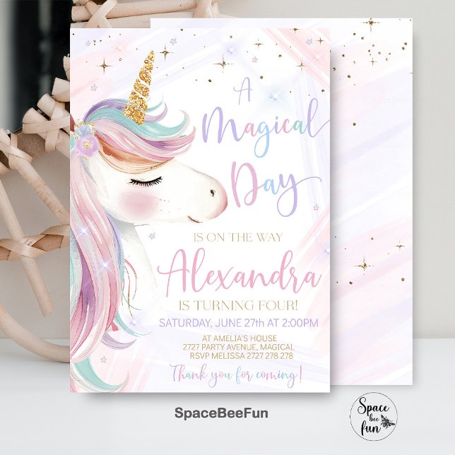 Unicorn Birthday Invitation Party (Unicorn Birthday,Invitation Party,Unicorn Invite,Magical Rainbow,Invite Girls,Birthday Party,Unicorn)