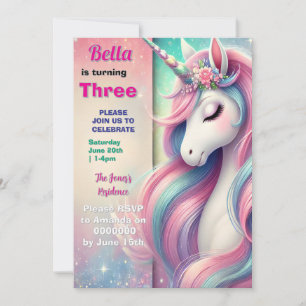 Unicorn Birthday Invitation Pastel Rainbow Party