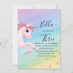 Unicorn Birthday Invitation Pastel Rainbow Party