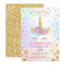 Unicorn Birthday Invitation Pink Gold Magical