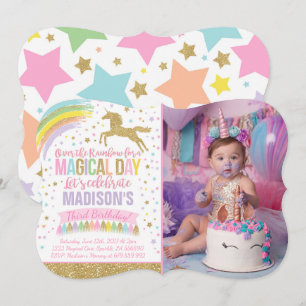 Unicorn Birthday Invitation Pink Gold Unicorn