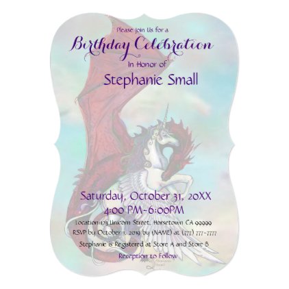 Unicorn Birthday Invitation Pink Purple native ame