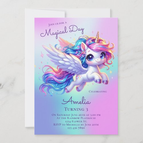 Unicorn Birthday Invitation Unicorn Birthday Party