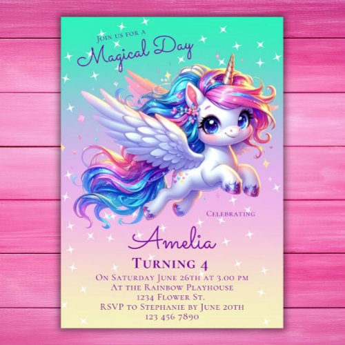 Unicorn Birthday Invitation Unicorn Birthday Party