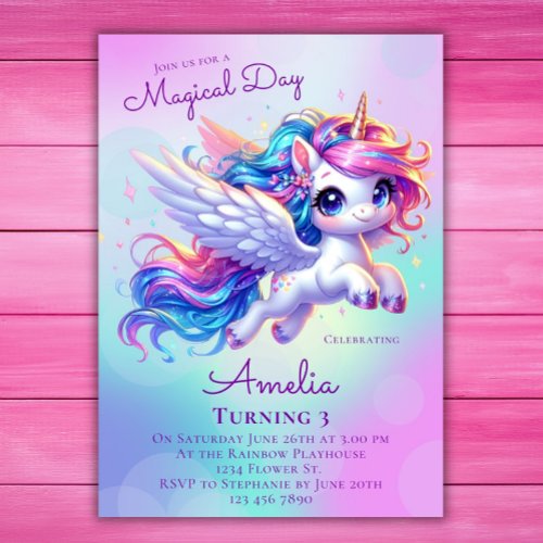 Unicorn Birthday Invitation Unicorn Birthday Party