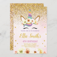 Unicorn Birthday Invitation, Unicorn Invitation