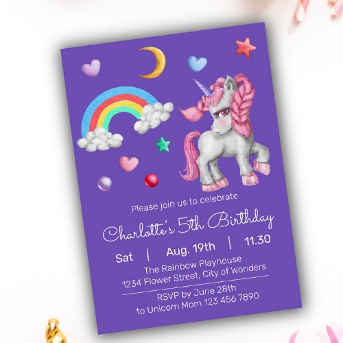 Unicorn Birthday Invitation _ Unicorn Party