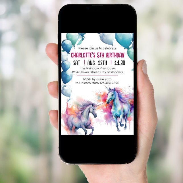 Unicorn Birthday Invitation | Unicorn Party  (Front Digital)