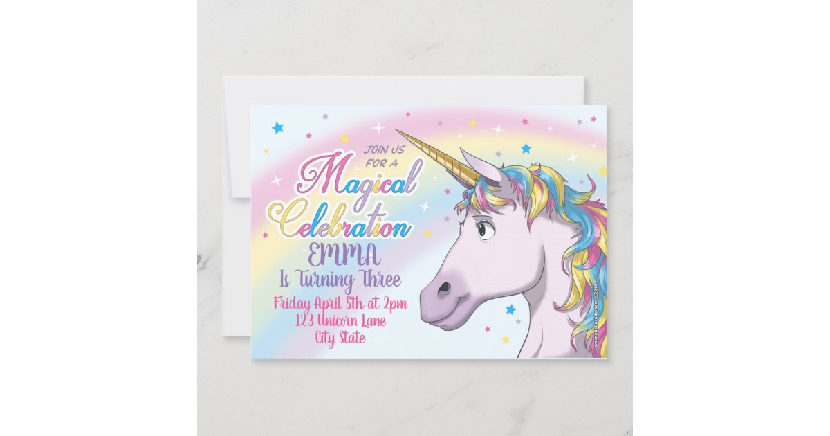 Unicorn Birthday Invitation, Unicorn Party Invite | Zazzle