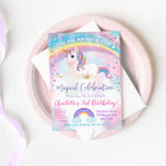 Unicorn Birthday Invitation, Unicorn Party Invite<br><div class="desc">Rainbow magical unicorn birthday invitations</div>