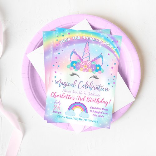 Unicorn Birthday Invitation Unicorn Party Invite