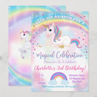 Unicorn Birthday Invitation, Unicorn Party Invite