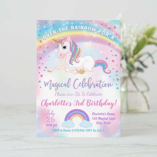 Unicorn Birthday Invitation, Unicorn Party Invite | Zazzle