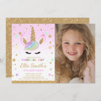 Unicorn Birthday Invitation with photo