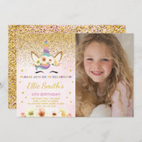 Unicorn Birthday Invitation with photo