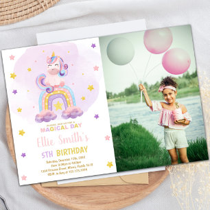 Unicorn Birthday Invitation with Photo