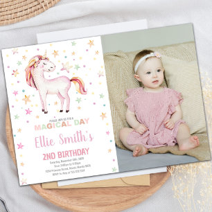 Unicorn Birthday Invitation with Photo