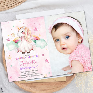 Unicorn Birthday Invitation with Photo