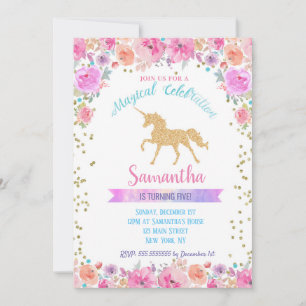 Unicorn Birthday Invitations