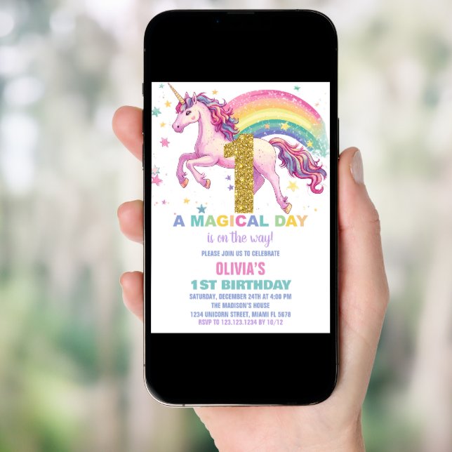 Unicorn Birthday Invitations (Front Digital)