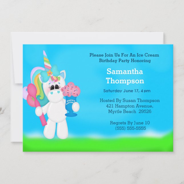Unicorn Birthday Invitations (Front)