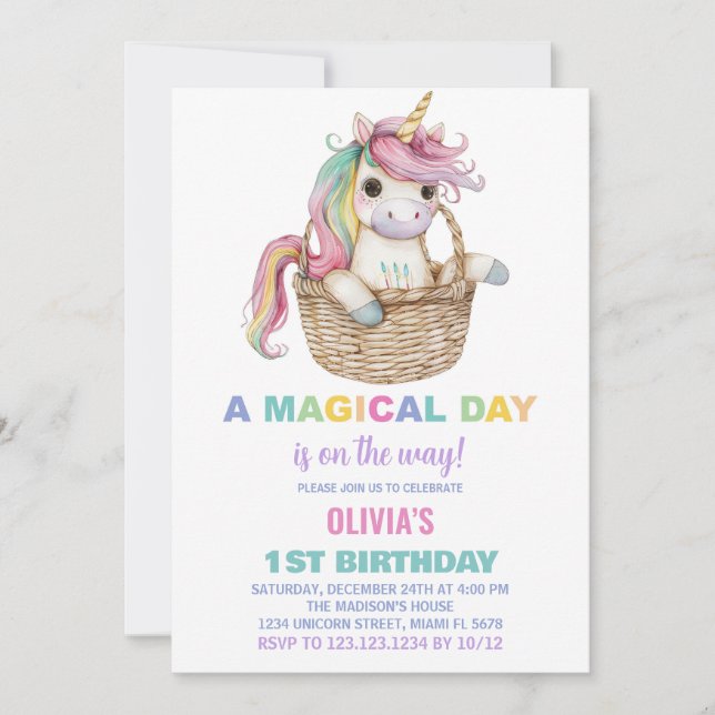 Unicorn Birthday Invitations (Front)