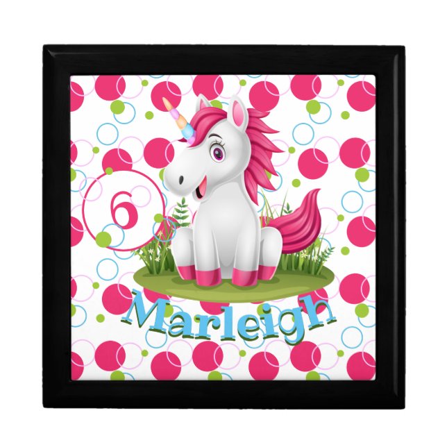 Unicorn Birthday Kid's Name & Age Gift Box (Front)