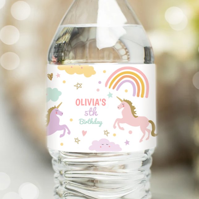 Unicorn Birthday Label Rainbow Magical Girl Pink (Creator Uploaded)