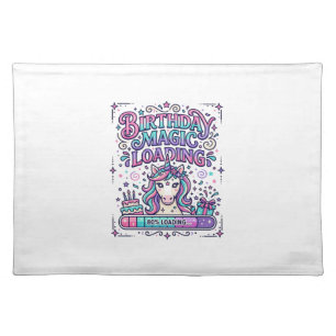 Unicorn Birthday Magic Loading Colorful Marketplac Cloth Placemat