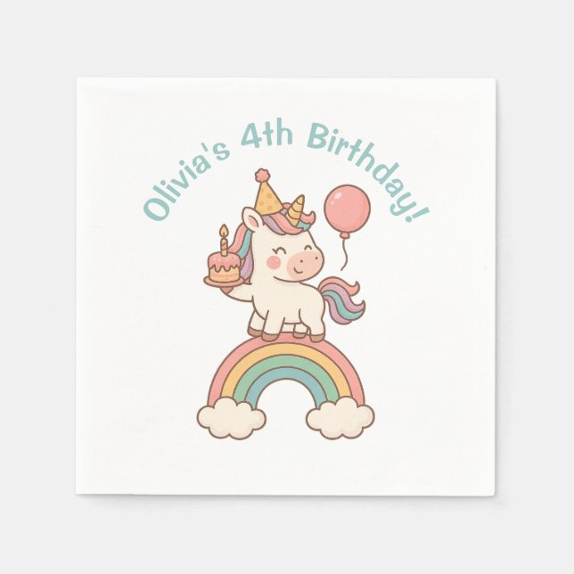 Unicorn Birthday Napkins (Front)