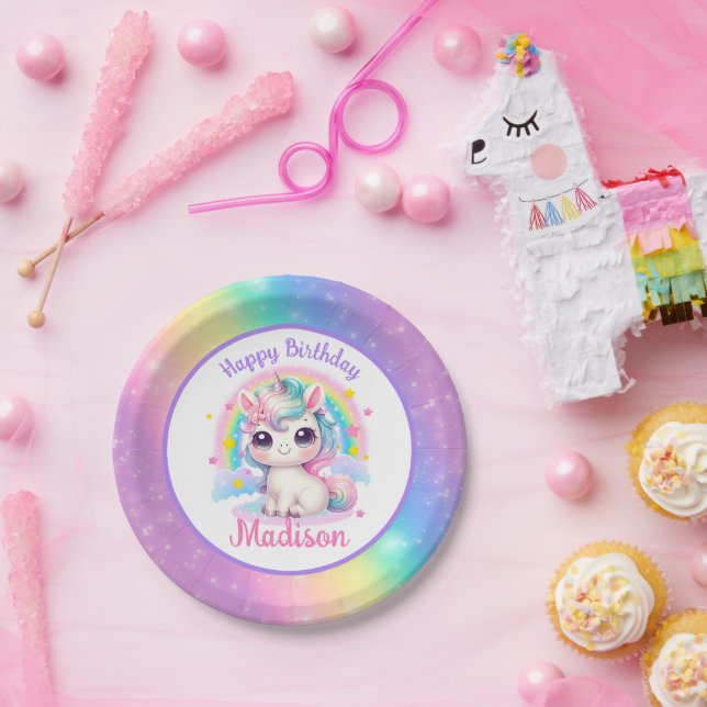 Unicorn Birthday Paper Plates (Party)