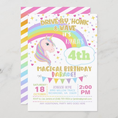 Unicorn Birthday Parade Invitation