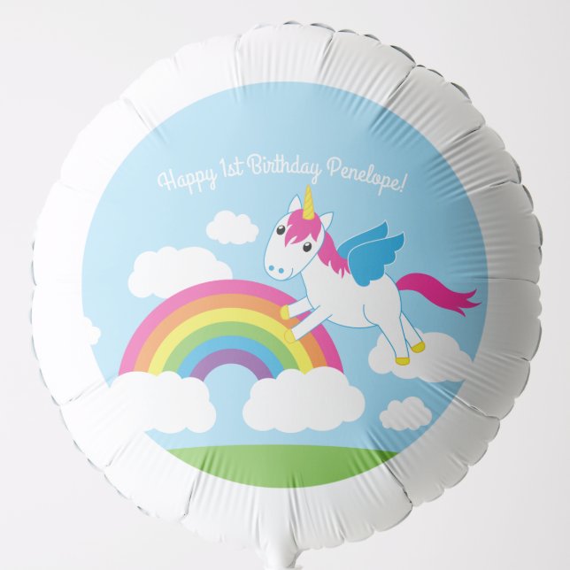 Unicorn Birthday Party Balloon (Front)