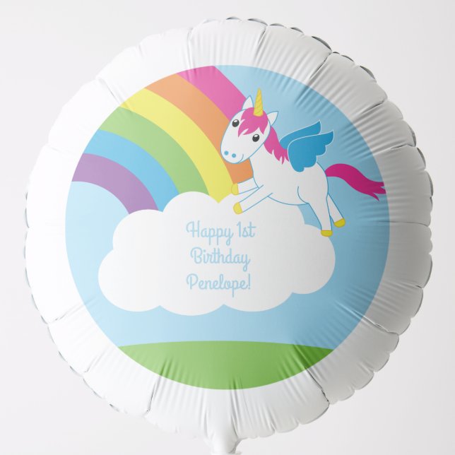 Unicorn Birthday Party Balloon (Front)