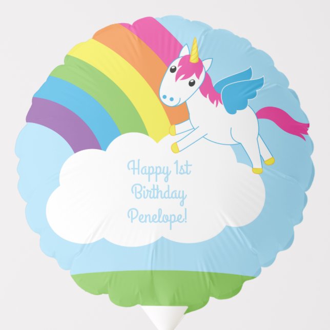 Unicorn Birthday Party Balloon (Front)