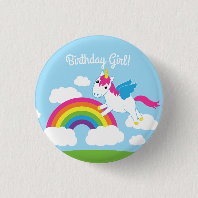 Unicorn Birthday Party Button (Front)