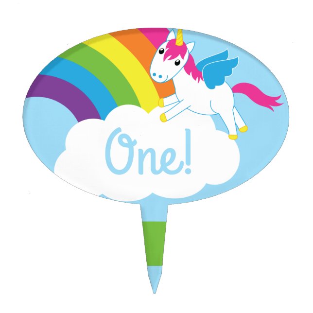 Unicorn Birthday Party Cake Topper (Front)