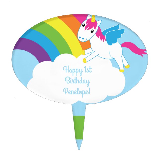 Unicorn Birthday Party Cake Topper (Front)