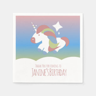 Unicorn Birthday Party Clouds Colorful Gradient Napkins