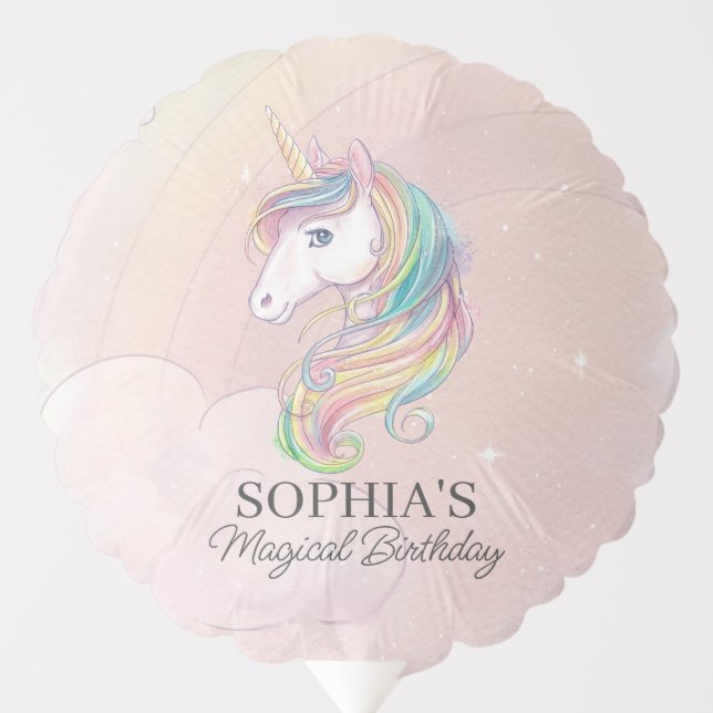 Unicorn birthday party decor fairytale balloon (Front)