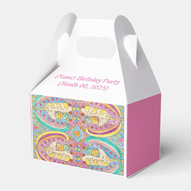 Unicorn Birthday Party Favor Box (Front Side)