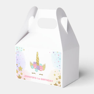 Unicorn Birthday Party Favor Box Magical Pink Gold