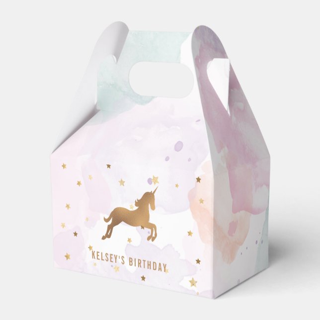 Unicorn  Birthday Party Favor Boxes (Front Side)