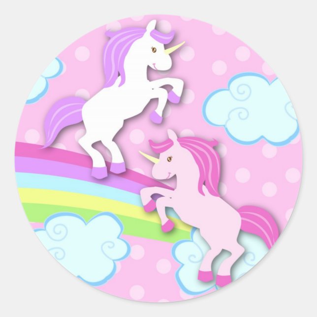 Unicorn Birthday Party Favor Stickers (Front)