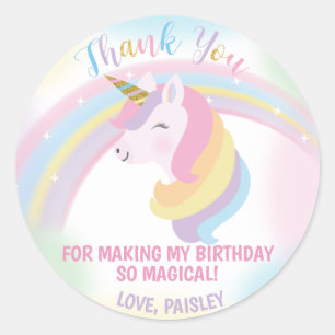 Unicorn Birthday Party Favor Stickers