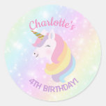 Unicorn Birthday Party Favor Stickers at Zazzle