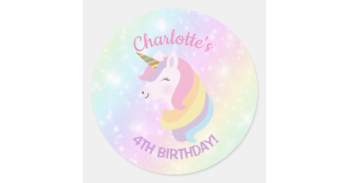 Unicorn Birthday Party Favor Stickers | Zazzle