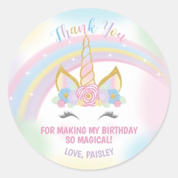 Unicorn Birthday Party Favor Stickers by YourMainEvent at Zazzle