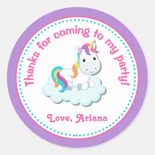 Unicorn Birthday Party Favor Tag Sticker