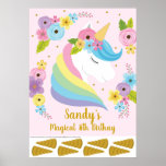 Unicorn Birthday Party Game | Pin The Tail Game Poster at Zazzle